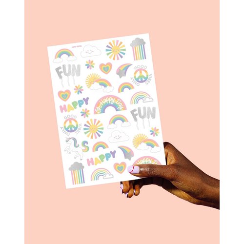 xo, Fetti Rainbow Temporary Tattoos - 46 Glitter Styles | Unicorn Birthday Party Supplies, Oh Happy Day Baby Shower, Magical Party Favors