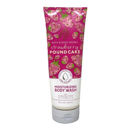 Bath & Body Works Strawberry Pound Cake 2 Pack Moisturizing Body Wash Bundle with a Himalayan Salts Springs Bar Soap - Full Size