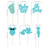 Ephlyn 24Pcs Boy Blue Cake Toppers, It's a Boy Cupcake Toppers with Swan Onesie Footprint, Baby Shower Theme Party Supplies, Decorations for Kids Boys Birthday Party Cake