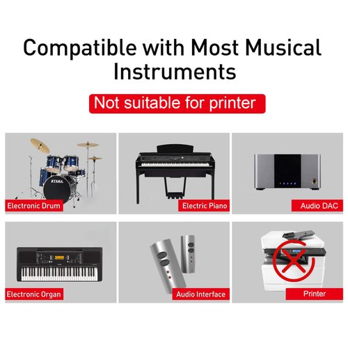 MeloAudio Lightning to MIDI Cable USB 2.0 Cable Lightning to Type B OTG Cable High Speed Cord Interconnections Converter MIDI Keyboard, Audio Interface, USB Microphone, 5FT