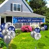 Blue 10th Birthday Decorations for Boys Girls, Navy Blue Silver Happy 10th Birthday Banner and 10th Birthday Balloons for 10th Birthday Anniversary Party Supplies, Tenth Year Old Party Decorations