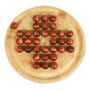 TOWO Wooden Solitaire Game –Peg Solitaire Puzzle Toy - Classic Board Game Marble Chess Mind Game 19.5CM 7.7” Round Board with Wooden Balls One Player Gameplay Brainteaser Puzzle