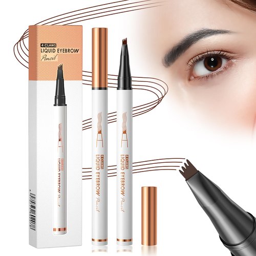 2024 New Eyebrow Tattoo Pencil, 4 Fork Tip 3D Microblading Magic Eyebrow Pencil, 3D Waterproof Microblading Eyebrow Pencil Contouring Pen, Makeup Long-Lasting Eyebrow Pencil Stay (Black)