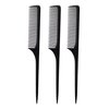 Allegro Combs 61 XL Rat Tail Combs Wide Tooth Comb Detangling Hair Styling Coarse Hair Foiling Thick Back Parting Combs Hairstylist Combs For Women Made In USA 3 Pc. (Black)