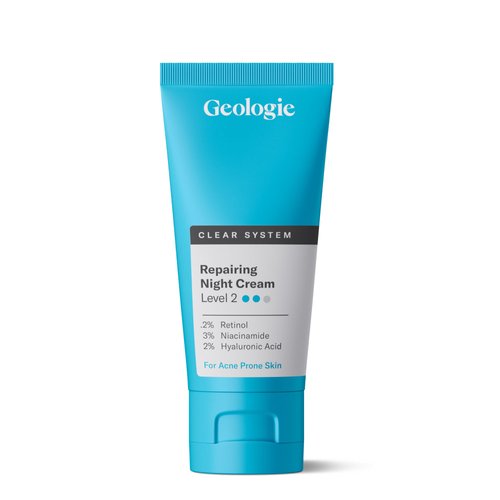 Geologie Acne Treatment Retinol Face Cream | Clear System Retinol Acne Treatment Level 2 | Repairing Night Cream .2% Retinol | For Acne Prone Skin