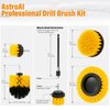 AstroAI Drill Brush Attachment Set 6 Piece Power Scrubber Cleaning Kit with Extend for Car Detailing, Bathroom Surfaces, Kitchen, Shower, Car Wheels, Seats, Tile, Floor, Grout All Purpose - Yellow