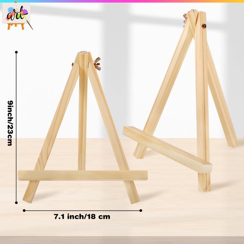 CACASO 9 Inch Wood Easels,6 Pack Easel Stand for Painting Canvases,Wooden Tabletop Easel,Art Craft Painting Easel Stand for Artist Adults Students Painting Tripod Painting Party Easel