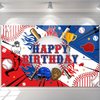 Avezano Baseball Happy Birthday Backdrop Banner Baseball Birthday Party Decorations Baseball Sports Themed Birthday Party Banner for Boys Kids Teens 70.8 x 43.3 Inch