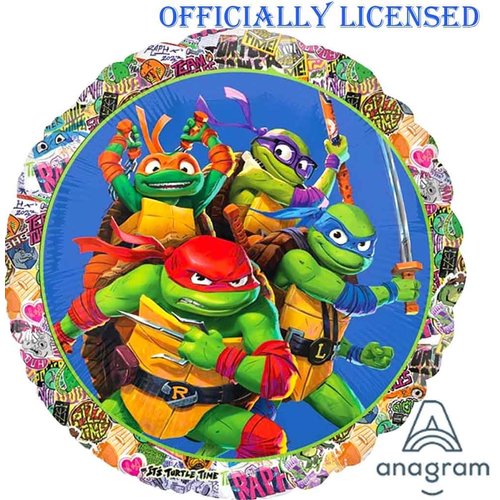 Anagram Licensed Birthday Balloons, for TMNT Teenage Mutant Ninja Mayhem Turtles Theme Collection, Party Accessory, Multicolor, 4th Birthday, Various
