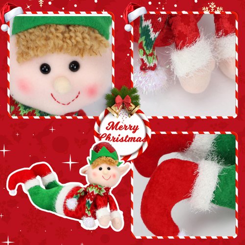 Hopearl Adorable Christmas Boy Elf Stuffed Doll Santa Helper Figurines for Holiday Handmade Plush Characters Fun Decorations Toys for Kids Party Favors, Red, 13''
