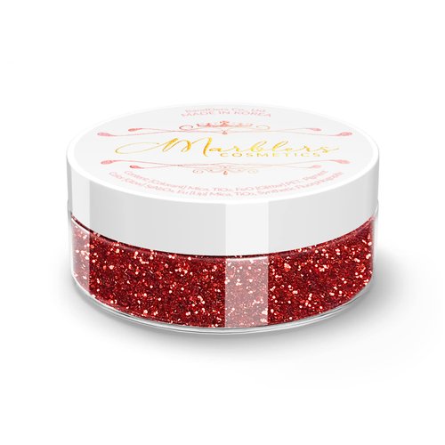 MARBLERS Twinkle Face & Body Glitter [Santa Red] 0.18oz (5g) | Fine | Non-Toxic | Vegan | Cruelty-Free | Ethically Sourced | Festival Makeup | Eye, Hair, Nail, Eyeshadow | Cosmetic Grade