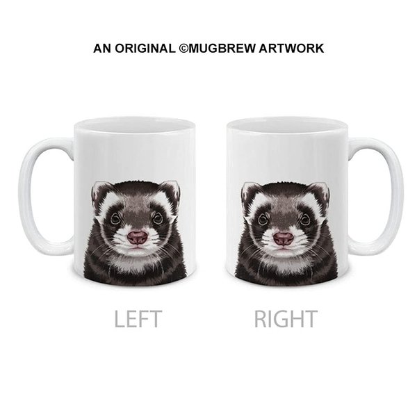 MUGBREW Cute Animal Ferret Pet Ceramic Coffee Mug Tea Cup, 11 OZ