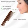 THE Unltd India Handmade Neem wooden Comb For Detangling Long, Thick and Wavy Hair, Wide Tooth Structure for Gentle Grooming Anti Static, Hair Comb for Men, Women and Kids (Fine Teeth)