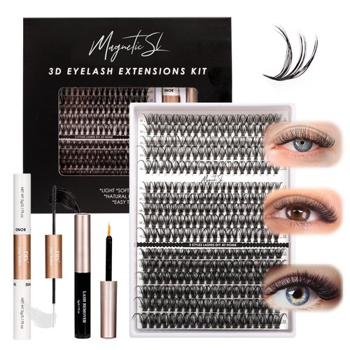 DIY Lash Extensions Kit 320pcs Individual Lashes Clusters 30D 40D 60D D Curl Eyelash Extension Ki...