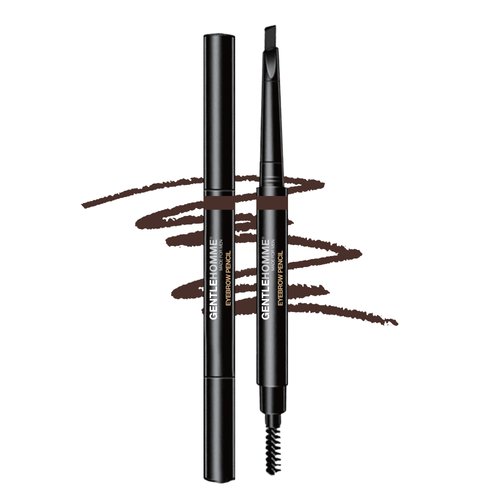 Gentlehomme 2 Pack Mens Eyebrow Pencil Dark Brown, Easily Shape Define Fill Eyebrows and Beard, 2 in 1 brush and ultra-thin pencil, Waterproof Smudge Proof Sweatproof, Durable and Long Lasting