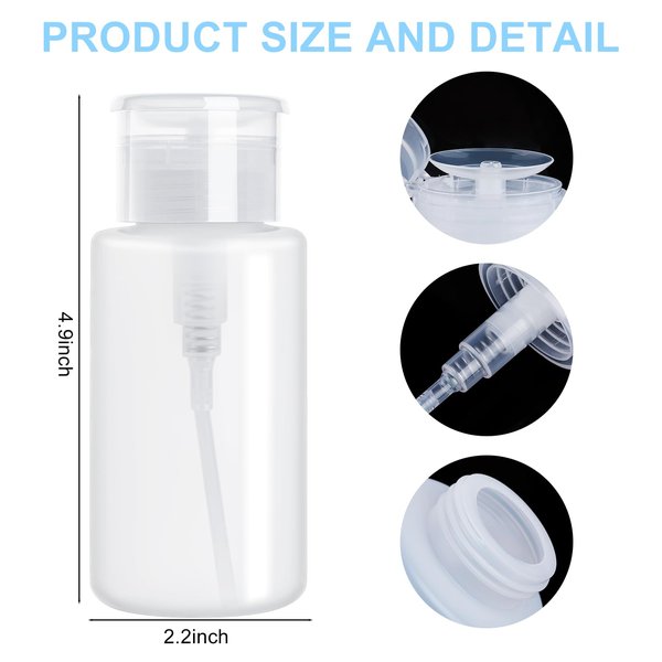 NXJ INFILILA Acetone Pump Dispenser, Push Down Pump Dispenser 2 Pack Nail Polish Remover Pump Empty Pump Bottle Dispenser for Alcohol, Nail Polish & Makeup Remover, Toner, etc