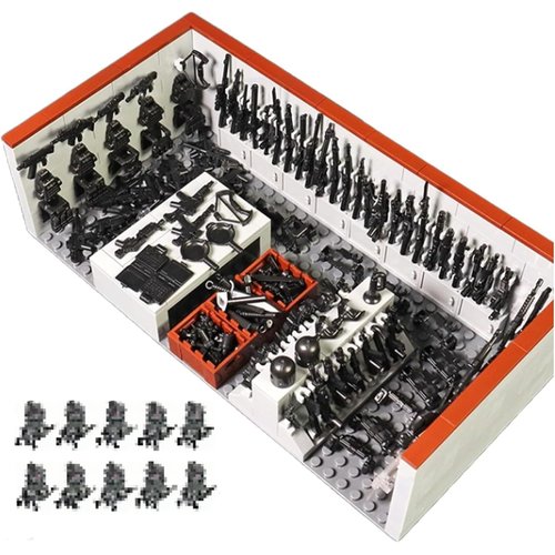 ELEFOCUS Military Base Building Blocks Set,Ww2 Army Weapons Pack Military Toy,Kids Swat Gear Team,Weapons Gun Pack,Custom Army Miniguns and Military Base Set,with 10 Soldier Figures (520Pcs+)
