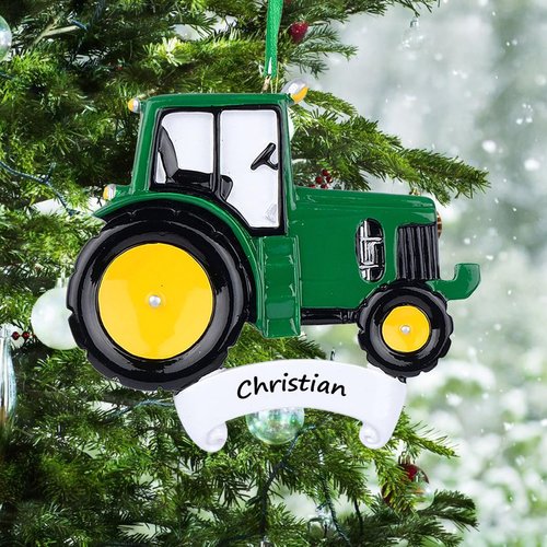 Personalized Green Tractor Ornament Farm Christmas Tree Ornament Holiday Keepsake Gifts for Boys, Grandpa Farmer, Baby, Toddler, Kids Tractor Gifts