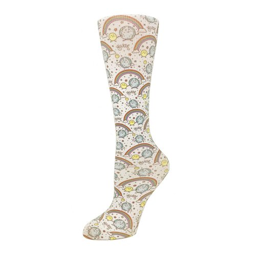 Cutieful 'Knee High Compression Socks 8-15 mmHg' Footwear (Happy Earth, Women's Shoe Sizes 5-11)