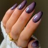 GLAMERMAID Black Pink Ombre Press on Nails Medium Almond, Purple Aurora Fake Crush Nails, Glossy Gel Glue on Nails Short Oval Stick on Blush Nail Set, Glitter Acrylic Stiletto False Nail Kit for Women
