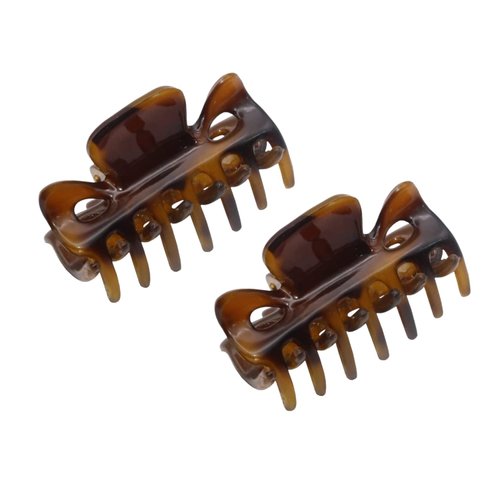 Parcelona French Classic Savana Shaded Light Tortoise Shell Very Small Approx 1 1/2 Inch Hair Claws with Covered Spring - 2 Pieces