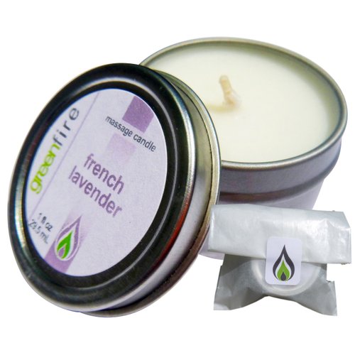 Greenfire All Natural Massage Oil Candle, French Lavender, Travel Size 1 Fluid Ounce