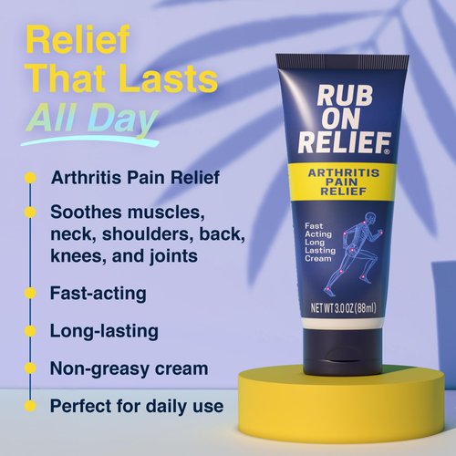 RUB ON RELIEF Topical Pain Relief Cream - Non-Greasy Joints Pain Cream for Knees, Shoulders & Back, Targeted Arthritis & Muscle Aches with Arnica, MSM, Turmeric, Aloe Vera, & Castor Oil- 3 oz (3 Pack)