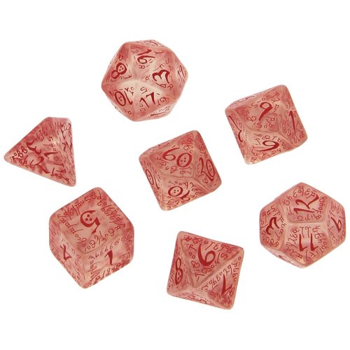 Q Workshop Elvish Dice Transparent/Red (7) Board Game, Multicolor