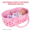 BABESIDE Reborn Baby Doll Bassinet for 17-22 inch Dolls Foldable Baby Doll Crib Bed Soft Doll Carrier Doll Accessories with Handle for Newborn Baby Dolls Girls (Pink-Love)