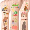 75 PCS Animal Birthday Temporary Tattoos for Party Supplies, Temporary Tattoo Stickers for Birthday Parties, Animal Party Favor Activities, Waterproof Temporary Tattoos. (Brown)