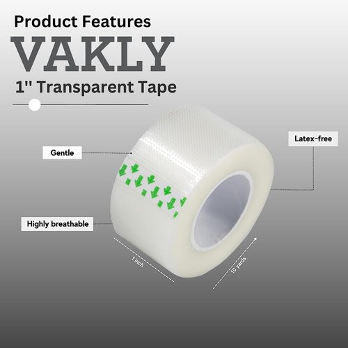 Transparent Medical Tape [Pack of 48 Rolls] Clear Surgical First Aid Bandage Tape for Wound Dressing Care - 1 inch x 10 Yds Breathable Latex Free (48)