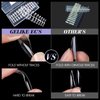 Gelike EC Short Almond Nail Tips: Soft Gel X False Nail Tips Full Cover for Nail Extensions - Acrylic Nails Professional Clear Gelly Tips Preshaped PMMA, 12 Sizes, 240PCS