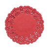 DECORA 3.5inch Round Red Lace Paper Doilies for Wedding Tableware Decoration, 100-Pack