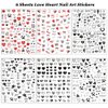 SINSEN Heart Nail Stickers - 6 Sheets Hearts Nail Decals for Women - 3D Self Adhesive Heart Nail Art Stickers - Black Red Heart Love Angel Cupid Nail Designs DIY Valentines Manicure Decorations
