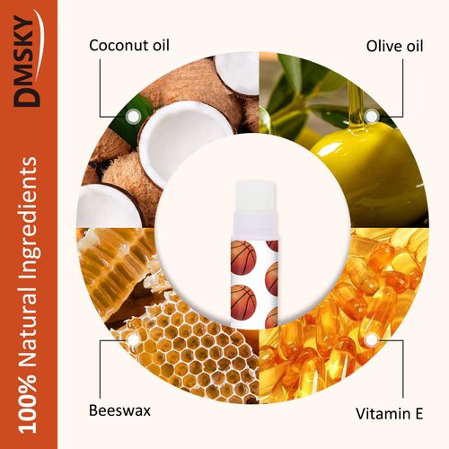 DMSKY 60 Pcs Basketball Lip Balm Bulk, Basketball Party Favors for Team Basketball Gifts for Players Teen Girls Boys Sports Party Supplies