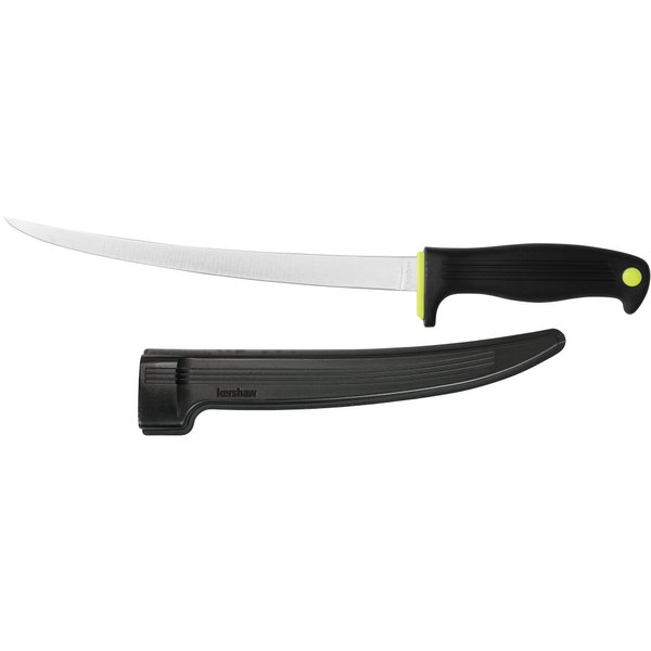 Kershaw 9" Fish Fillet Knife, Stainless Steel Blade, Includes ABS Sheath, Fishing Fillet Knife for Meat,Black