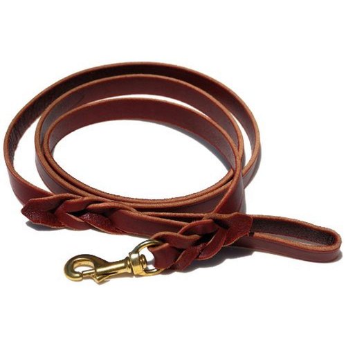 Signature k-9 Braided Leather Leash, 6-Feet x 3/4-Inch, Burgundy