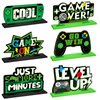 Geetery 6 Pcs Video Game Party Centerpieces Wood Level up Birthday Decorations Gaming Desk Decor Pixelated Game on Table Sign for Adults Birthday Party Game Gaming Theme Fans Supplies (Green)