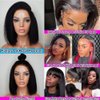 RHAH Ready to Wear Glueless Wigs Human Hair Kinky Straight 13x6 HD Lace Front Wigs for Black Women 10 Inch Bob Wigs with Baby Hair Pre Plucked Bleached Knots 150% Density Yaki Straight Human Hair Wig