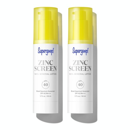 Supergoop! Zincscreen - 1.7 fl oz, Pack of 2 - SPF 40 PA+++ 100% Mineral Face Lotion & Broad Spectrum Sunscreen - Lightweight, Blendable Formula with Pink Hue