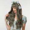 incohair Green Wig with Bangs Long Curly Green Wigs for Women Synthetic Green Wavy Wigs for Daily Party (26inch,Green)