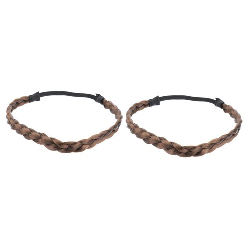 KALLORY 2pcs Wide Braided Headband Braided Headbands for Women Headbands Women Hair Chunky Hair Braid Thin Hair Bands Braided Headband Wig Braid Headband Hair Braids Twist Headgear Miss