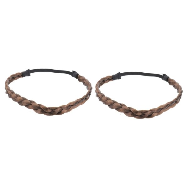 KALLORY 2pcs Wide Braided Headband Braided Headbands for Women Headbands Women Hair Chunky Hair Braid Thin Hair Bands Braided Headband Wig Braid Headband Hair Braids Twist Headgear Miss