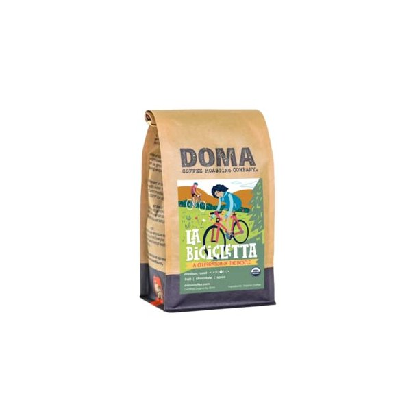 Doma Coffee Roasting Company "La Bicicletta Organic Blend" Medium Roasted Fair Trade Organic Whole Bean Coffee - 12 Ounce Bag