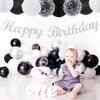Black White Silver Birthday Party-decorations - 21pcs Boys Men Happy Banner,Paper Streamers Lanterns Honeycomb,Tissue Pom Poms Fan,Adult Supplies Decor 16th 20th 40th 45th 50th 60th Huglony