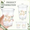 Fuyoooo 48 Pcs Eucalyptus Baby Shower Cups 16 Oz Baby Shower Plastic Cups Thick Clear Cup Sage Green Baby Shower Party Supplies for Baby Shower Birthday Party Favors Gender Reveal Decorations
