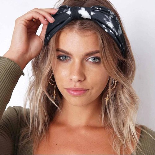 Awumbuk Wide Headbands for Women Knotted No Slip Head Bands Soft Turban Headband Hair Accessories Boho African Solid Color Head Wraps for Women Yoga Workout Pack of 6