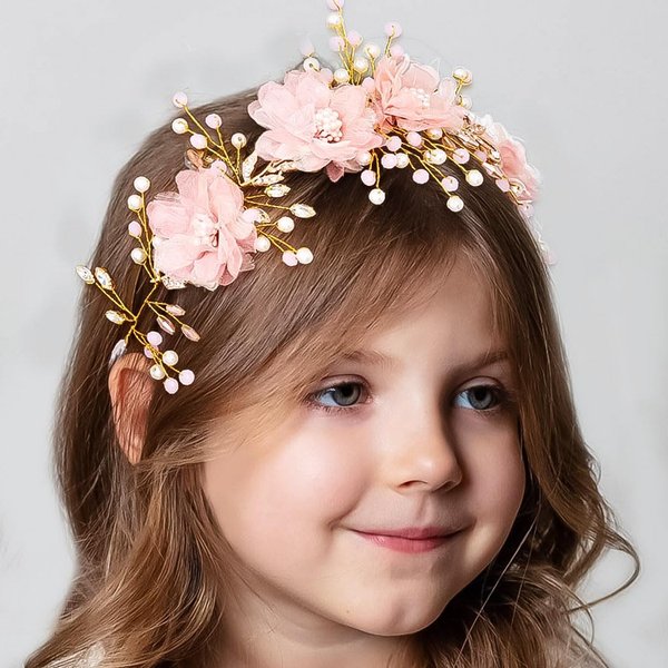 Woeoe Flower Girl Headband Crystal Princess Headpiece Beaded Rhinestone Girl Hair Band Wedding Bride Accessories Women and Girls