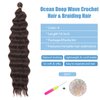 Ocean Wave Crochet Hair Color 4 16 Inch Curly Braiding Hair for Crochet Braids Knotless Braids Goddess Box Braids Crochet Hair for Women Deep Wave Twist Crochet Hair Dreadlock Extensions(6 Packs)