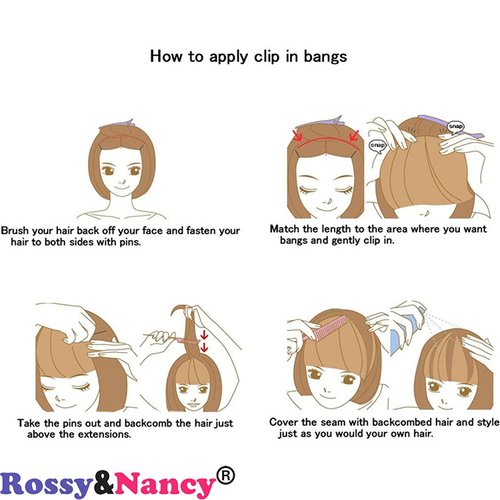 Voloria #30 Brazilian Human Hair Clip-in Hair Bang Full Fringe Short Straight Hair Extension for women 6-8inch